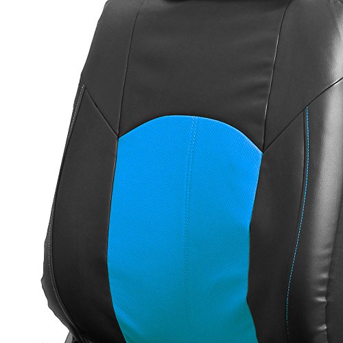 FH Group Highest Grade Faux Leather Split Bench Seat Cover, Rear Set – Universal Fit for Cars Trucks & SUVs (Blue/Black) PU008013 - color: Blue, size: Rear Set