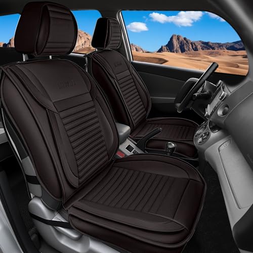 Full Set Car Seat Covers, Faux Nappa Leather, Airbag Compatible and Waterproof Protectors for Sedans SUVs, Breathable Interior for Active Families, Pets, and Commuters (5 Seats, Brown) - color: Brown, size: Full set