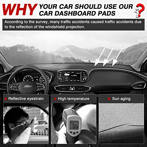 Autorder Dashboard Cover Mat for Hyundai Santa Fe 2019 2020 2021 2022 2023 Accessories Dash Cover Flannel Dash Mat Sunshade Glare UV Rays Protector - size: 2019-2023 Hyundai Santa Fe