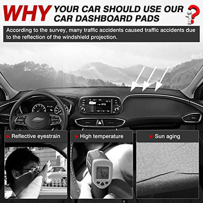 Autorder Dashboard Cover Mat for Hyundai Santa Fe 2019 2020 2021 2022 2023 Accessories Dash Cover Flannel Dash Mat Sunshade Glare UV Rays Protector - size: 2019-2023 Hyundai Santa Fe