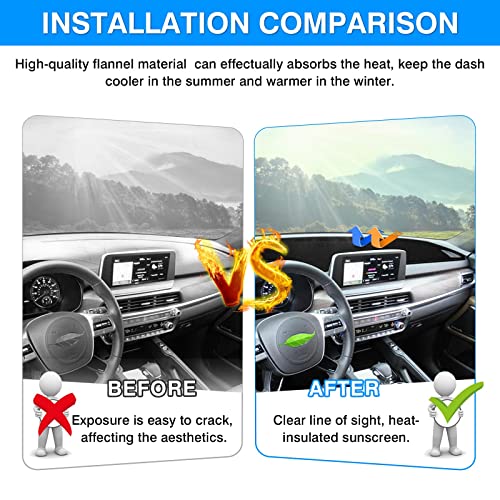 Autorder Dashboard Cover Mat for 2020 2021 2022 Kia Telluride Accessories Dash Cover Flannel Dash Mat Sunshade Glare UV Rays Protector - size: 2020-2022 Kia Telluride