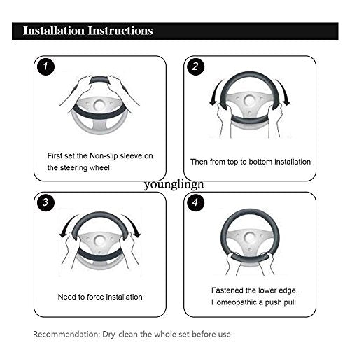 Car Steering Wheel Cover Gear Shift Handbrake Fuzzy Cover 1 Set 3 Pcs Multi-Colored with Winter Warm Pure Wool Fashion for Girl Women Ladies Universal Fit Most Car (Grass Green)