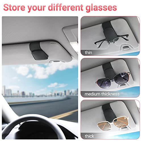 Sunglass Holder for Car Visor Sunglasses Clip Magnetic Leather Glasses Eyeglass Holder Interior Car Accessories for Woman Man -2 Packs Black - color: Black