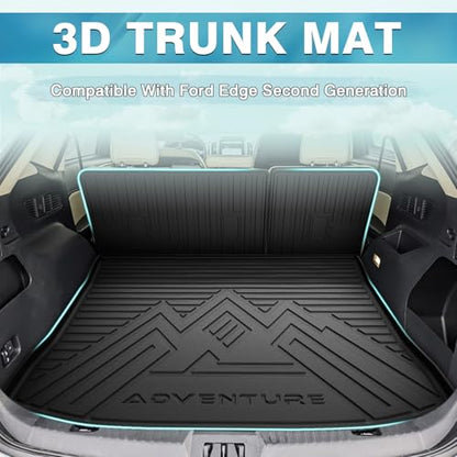 Mixsuper Cargo Liner for Ford Edge 2015-2025, Trunk Mat Backrest Mat for Ford Edge Accessories Cargo Mat Rear Trunk Liner Black - size: 15-25 |Edge| Cargo & Backrest Mat