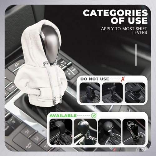 Gear Shift Hoodie, Gear Shift Cover, Fashionable Hoodie Automotive Gear Shift Knob Protector, Car Accessories Mini Sweater Gear Shift Knob Cover for Car Gear Shift Levers (White-2PCS) - color: White-2PCS