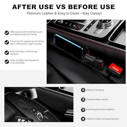 Car Seat Gap Filler 2 Pack,No Drop Seat Guard,Drop Seat Gap fillers Between Seat and Console Stop Things from Dropping (Black)