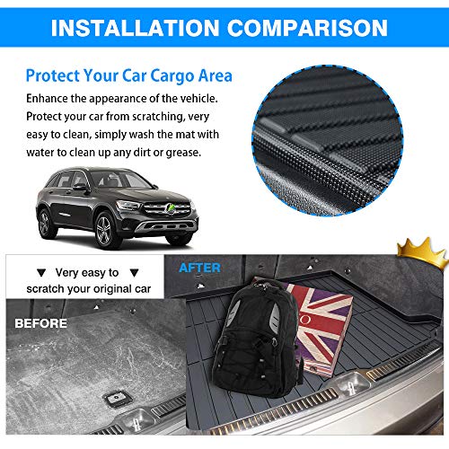 Powerty Trunk Mat for 2016-2022 Mercedes-Benz GLC250 GLC300 GLC350 GLC43 AMG GLC Class Accessories Cargo Mats TPE All Weather Cargo Liner Heavy-Duty Trunk Liners(Not for GLC Coupe Series) - size: Cargo Mat｜For｜16-22｜Benz GLC