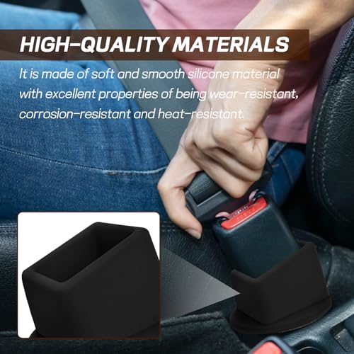2PCS Car Seat Belt Buckle Holder, Easy Access Silicone Auto Seatbelt Buckle Booster, Seat Belt Buckles Fixer Cover Makes Receptacle Stand Upright Buckling for Kids, Car Accessories (Black) - color: Black