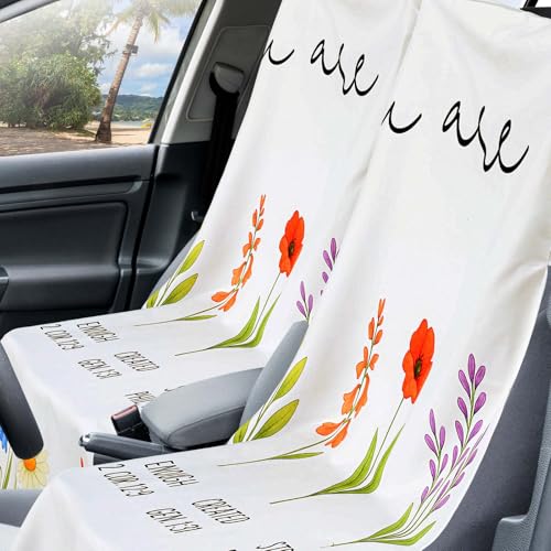 Hahafelt Car Seat Towel Covers with Storage Bag, 63 x 32 Inch Universal Non Slip Waterproof Sweat Protector for Car Truck, Gym Swimming Running, Machine Washable(2 Pack,Christian Floral) - style: Christian Floral