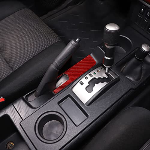 Soft Carbon Fiber Handbrake Panel Trim Cover Compatible with Toyot@ FJ Cruiser 2007-2021, Center Console Emergency Brake Panel Protection Sticker Accessories (Red) - color: Red