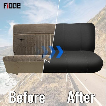 Custom Fit Bench Seat Covers for Chevy 1973-1999 C/K Series Trucks Full Size Classic Trucks, Sandwich Air Mesh Fabric & Soft Foam Lining Without Headrests - Black - size: Heavy-Duty Sandwich Composite Fabric