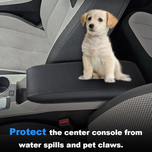 DEYTOP Center Console Cover for Chevy Equinox 2010-2017 Accessories Armrest Cover for GMC Terrain 2010-2017 Accessories Armrest Pad (Black with Black Stitches)