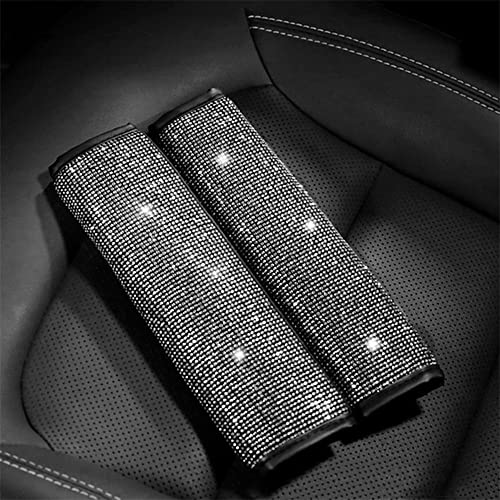 Bling Bling 2PCS Car Safety Belt Covers - Crystal Diamond Seat Belt Shoulder Pads for Women or Girls (Silver) - color: Silver