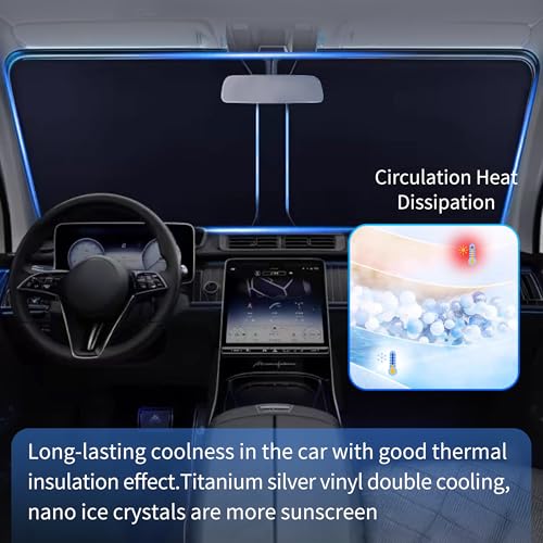 Windshield Sun Shade for Cadillac SRX 2010-2025 & Lincoln MKC 2015-2019 / MKX 2007-2018, Front Windshield Sunshade with Full Coverage Reflective Polyester Material Blocks Heat & Sunlight - size: for Lincoln MKC 2015 - 2019, MKX 2007-2018