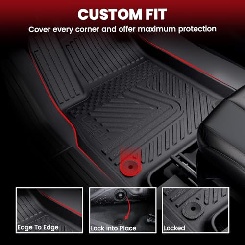LASFIT Floor Mats&Trunk Mat&Backrest Mat for Rivian R1S 2024 2023 2022, TPE All Weather Floor Mats Custom Fit Floor Liner&Cargo Mat for R1S 2022-2024 Full Set Car Mats and Cargo Liner - size: 5)2022-2024|Rivian R1S|Floor&Cargo&Backrest Mat