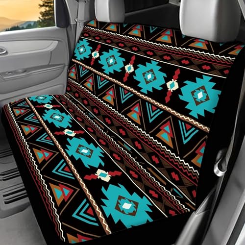 WELLFLYHOM Navajo Aztec Rear Bench Seat Cover for Cars Truck SUV Western Tribal Car Seat Covers for Women Men Geometric Stripe Back Seat Backrest Saddle Blanket Protector Set of 2 - color: 01 Tribal Navajo Aztec
