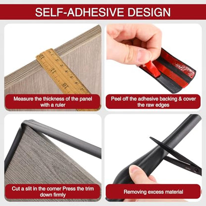 20 ft Rubber Edge Trim 3/8 Inch Self-Adhesive Flexible U Channel Edge Protector for Sealing and Guarding Sharp Metal on Car Doors, Black