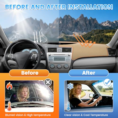 KUST Beige Dash Cover Compatible with Toyota Camry 2007-2011 Dashboard Cover Accessories for Camry Polyester Dashboard Mat Custom Fit Center Console Sunshield Protector No Glare - size: Camry 07-11(Beige)