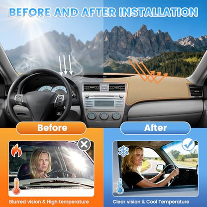KUST Beige Dash Cover Compatible with Toyota Camry 2007-2011 Dashboard Cover Accessories for Camry Polyester Dashboard Mat Custom Fit Center Console Sunshield Protector No Glare - size: Camry 07-11(Beige)