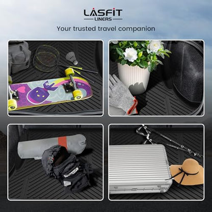 LASFIT Cargo Mats for Dodge Challenger 2011 2012 2013 2014 2015 2016 2017 2018 2019 2020 2021 2022 2023, All Weather TPE Custom Fit Trunk Mats Cargo Liners, Black - style: 6) Challenger | 2011-2023 | Trunk Mat
