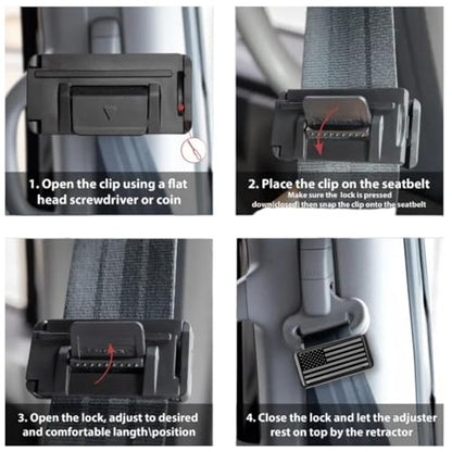 2PCS American Flag Car Seatbelt Adjuster car Universal Car Seat Belt Pads Cover for More Comfortable Driving, Seat Belt Shoulder Strap - color: Black American Flag