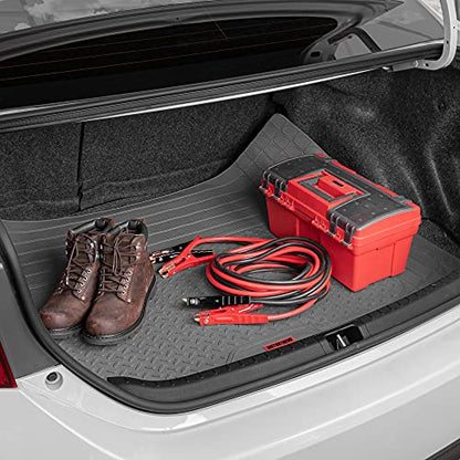 Motor Trend FlexTough Gray SUV Cargo Liner & Car Trunk Mat - Universal Trim-to-Fit All Weather Cargo Mats for Back of SUV - SUV Trunk Mat & Trunk Liner Floor Mat Cargo Cover - Trunk Cover - color: Gray