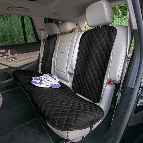 FH Group Car Seat Cushion Rear Set Black Faux Leather Automotive Seat Cushions - Universal Fit, Rear Car Seat Cushions With Non-slip Silicone Backing for SUV, Sedan, Van, Black - Rear Set - color: Black, style: Rear Set