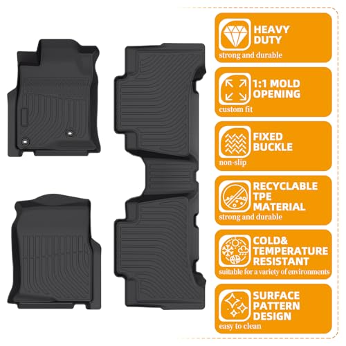 Floor Mats for Toyota 4Runner 2003 2004 2005 2006 2007 2008 2009,4th gen 4runner Floor Mats for 4Runner SR5 | Limited, TPE Floor Liners Front & Rear Row(FIT for 5&7 Seats) - style: 1)2003-2009|4Runner 5&7 Seats|Front & Rear Row