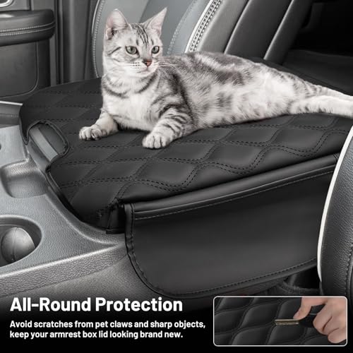 Autorder Center Console Cover for 2013-2018 Ram 1500&2013-2024 Dodge Ram 2500/3500/1500 Classic Model Accessories Armrest Cover Storage Bag Anti-Scratch Middle Console Pad Leather(Jump Seat Only) - size: 2013-2018 Dodge Ram 1500