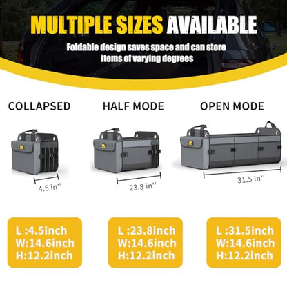 MIKKUPPA Car Trunk Organizer with Cooler - 100L Large Car Organizer, 1680D Oxford Collapsible Suv Trunk Storage with 2 Adjustable Straps for Auto, Truck, Suv (Gray)