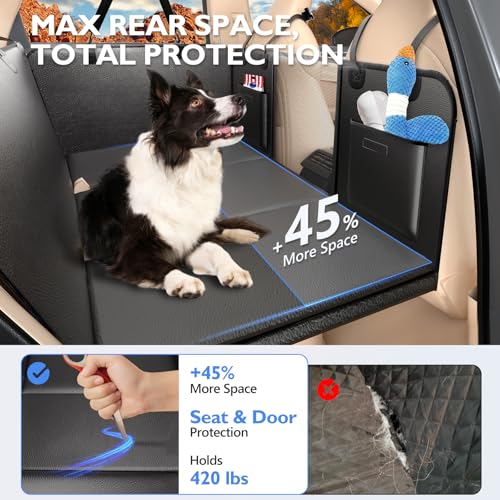 Back Seat Extender for Dogs-Large Space, Hard Bottom Egg Crate Foam Soft Dog Car Seat Cover Holds 420lbs, Sturdy Backseat Extender, Waterproof Pet Car Bed Dog Hammock for Car, SUV, Truck - color: Glossy Black, size: L - For Cars/ Mid-Size SUV/ Small Truck