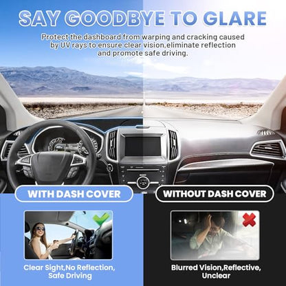 Sunsdrew Dash Cover for 2015-2025 Ford Edge Dashboard Cover Mat for Edge Accessories Sunshade Nonslip Mesh Protector No Glare - size: 15+Ford Edge Dash Cover