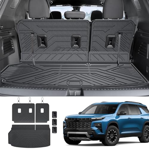 Cargo Mat Backrest Mats for 2024-2026 Chevy Traverse & 2024-2026 GMC Acadia & 2025 2026 Buick Enclave, Fit Both 7 & 8 Seats, All Weather TPE Cargo Liner Trunk Mat Car Accessories
