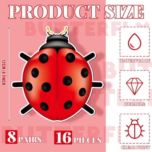 16 Pcs Ladybug Magnets for Screen Doors Double Sided Screen Door Magnets Stickers Decorative Magnetic Decor for Window Patio Sliding Doors Protector - style: Ladybug