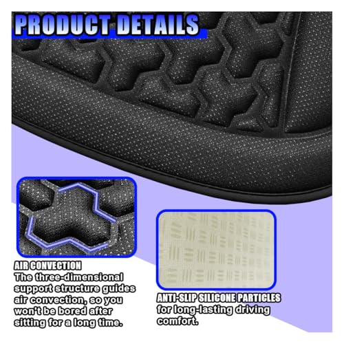 Car Seat Cushion, Comfort Cool Ice Silk Fibers Automotive Front Seats Pad, Non-Slip Breathable Auto Guard Seat Cushion, Drivers Seats Protector Covers for Vehicle, Home, Office (Black) - color: Black
