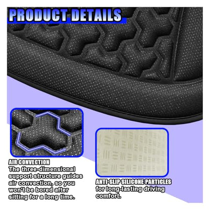 Car Seat Cushion, Comfort Cool Ice Silk Fibers Automotive Front Seats Pad, Non-Slip Breathable Auto Guard Seat Cushion, Drivers Seats Protector Covers for Vehicle, Home, Office (Black) - color: Black