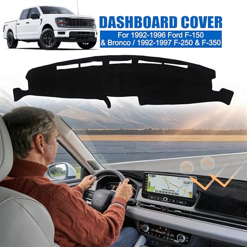 YYCKE Dash Cover Mat Custom Fit for 1992-1996 Ford F-150 & Bronco / 1992-1997 F-250 & F-350 Accessories Dashboard Pad Carpet Protector - size: Ford F-150 & Bronco 1992-1996