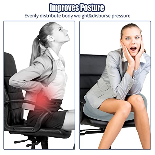 Donut Pillow for Tailbone Pain Relief and Hemorrhoids, Memory Foam Donut Cushion for Sciatica Nerve, Seat Cushion Butt Pillow for Men Women at Home Office Chair Car Long Sitting Comfort, Gray