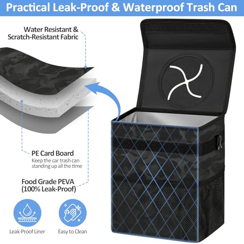 ELONGRIVER Car Trash Can Bin for Back Seat Leak Proof, Cute Car Trash Bag Hanging, Vehicle Trash Can for SUV Truck Van, Automotive Garbage Cans Front Seat Camo Black - color: Camo Black, size: 2 Gallons