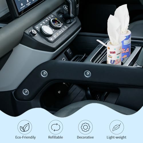 Carson Works Car Tissues Holder 4 Packs Round Car Tissues Cylinder Fit for Car Cup Holder, Home Small Tissue Dispenser with Refill Tissues for Car Bathroom Office - color: Ct-b