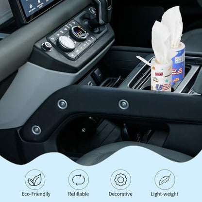 Carson Works Car Tissues Holder 4 Packs Round Car Tissues Cylinder Fit for Car Cup Holder, Home Small Tissue Dispenser with Refill Tissues for Car Bathroom Office - color: Ct-b