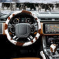 3PCS Cow Print Steering Wheel Cover Plush, Auto Cute Furry Cows Pattern Hand Brake & Shift Gear Covers Universal Soft Warm Car Interior Accessories for Women Men (Brown Cow Print, 15 inch)