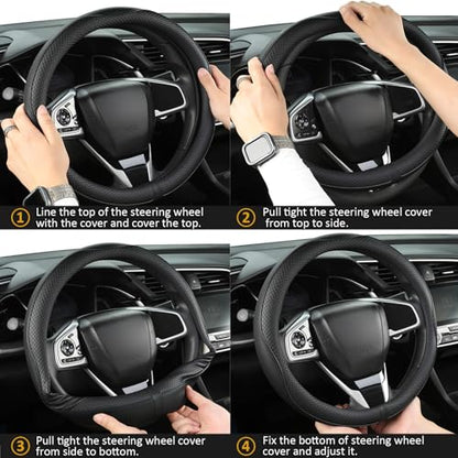 West Llama Customized Auto Car Steering Wheel Cover for Dodge RAM 1500 2500 3500, 15.5-16 inch (Black-Large Size) - color: D-Black, size: Large Size (15 ½''-16'')