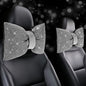 ChuLian 2 PCS Bling Car Pillows, Rhinestones Bowknot Bling Car Headrest Pillow, Car Neck Pillow for Driver Cool Relax Necksupport, White Crystal Diamond Car Accessories for Women
