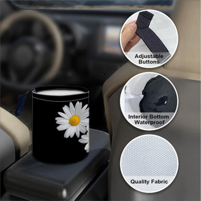Portable Reusable Waterproof Car Trash Bin, Multipurpose Vehicle Organizer, Road Trip Essentials (Daisy)