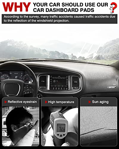 Autorder Dashboard Cover Mat for 2011-2023 Dodge Charger Accessories Dash Cover Flannel Dash Mat Sunshade Glare UV Rays Protector - size: 2011-2023 Dodge Charger