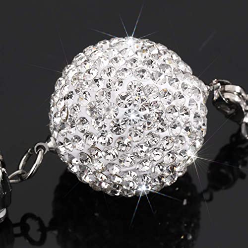 OTOSTAR Bling Crystal Ball and Drops Car Hanging Accessories, Rear View Mirror Pendant Charms Interior Sun Catcher Ornament, Bling Accessories for Women Girls (White)