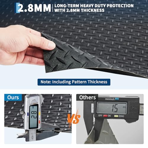 7.8 x 20 FT Garage Floor Mat, 2.8mm Thickened Flooring Roll Diamond Plate PVC Rubber Trailer Mat, Non-Slip Floor Protector Mat for Garage, Warehouse, Gyms, Trailer, SUV