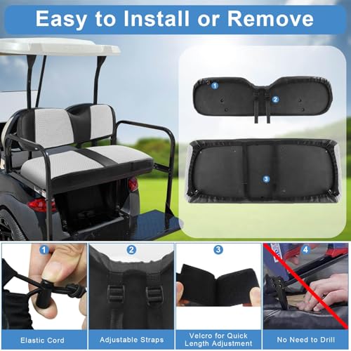 MOSNAI Golf Cart Rear Seat Cover for EZGO Club Car Yamaha Aftermarket Rear Seat Cushion, Breathable Mesh & Leather, Stay Cool on Hot Sunny Days, Perfect for Neighborhood Rides and Golf Course - style: Fit Aftermarket Rear Seat