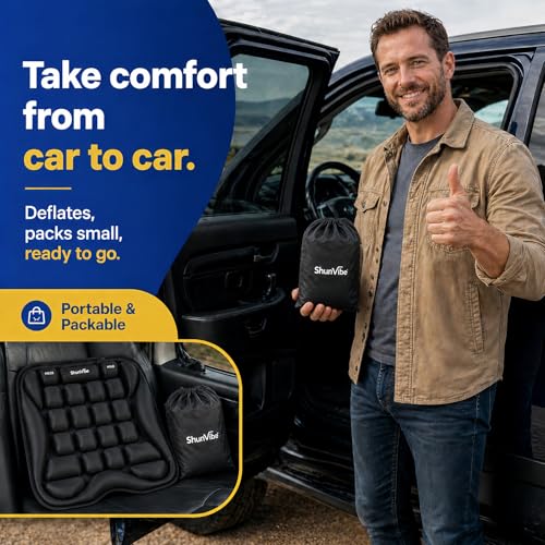 Car Seat Cushion for Long Drives, Pressure Relief Seat Pad with Built-in Pump, Adjustable Air Cell Cushion for Truck Drivers, SUV, Office Chair and Wheelchair - color: Dark